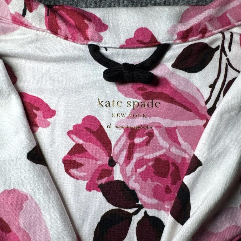 Kate Spade Tunic Shirt‎ Womens XL Sleepwear White Pink Floral Button Up Pajama